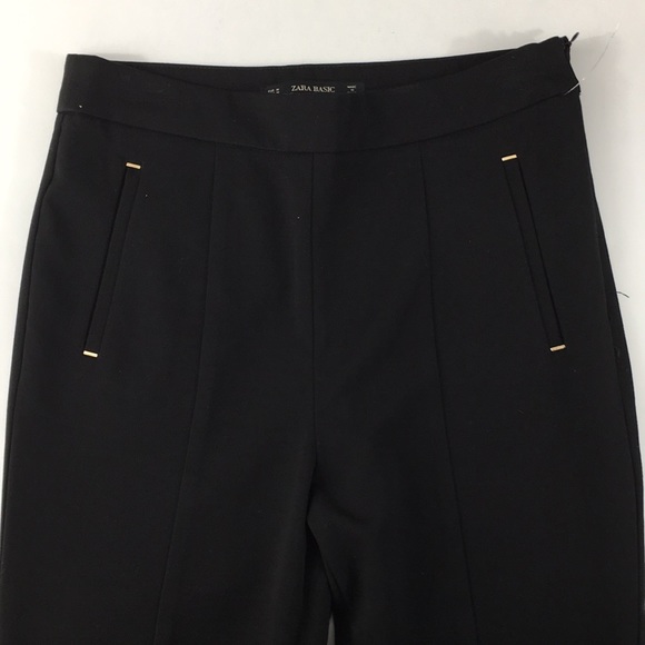 Zara Basic Black Split Hem Skinny Pants - Picture 4 of 10